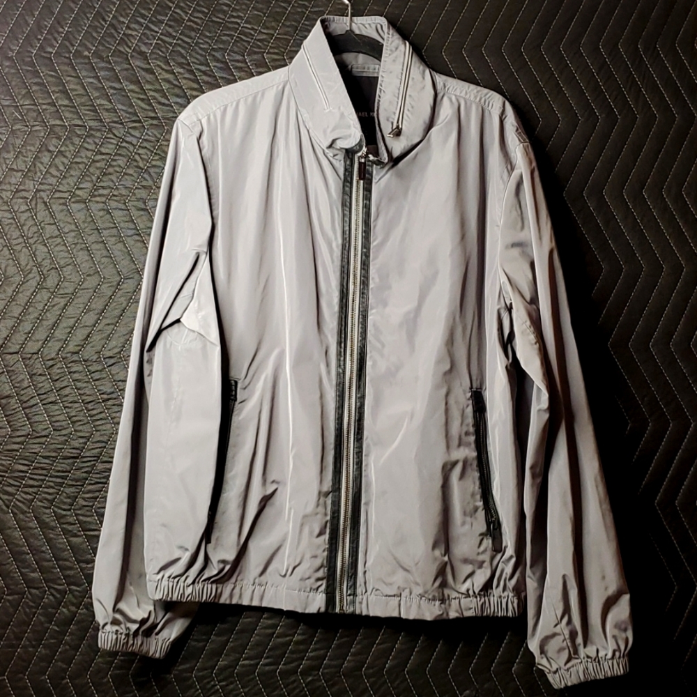 Michael Kors lightweight silver Hooded rain jacket